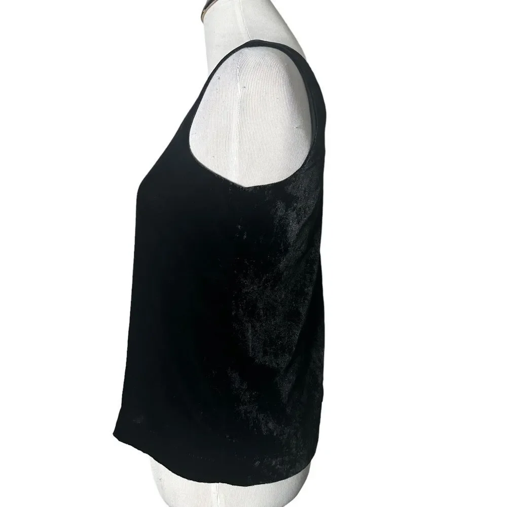 J Crew Black Velvet Tank‎ Top Women Size 0 Sleeveless Layering Minimalist